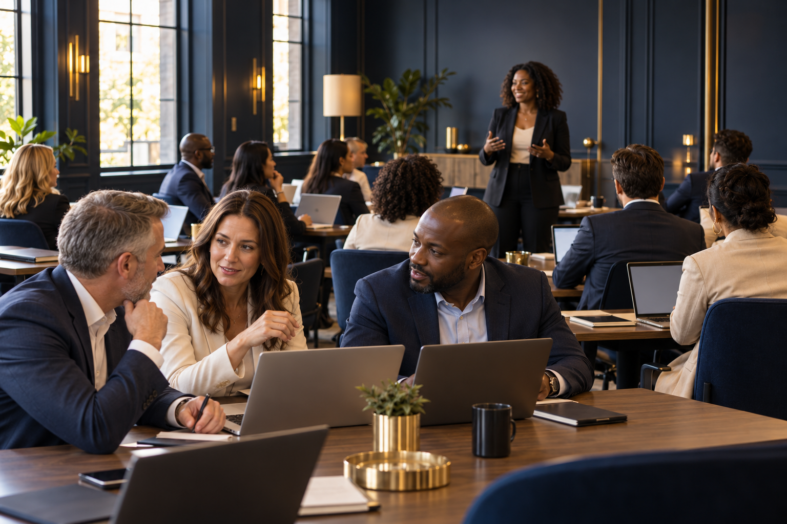 Enterprise insurance team in a group training session